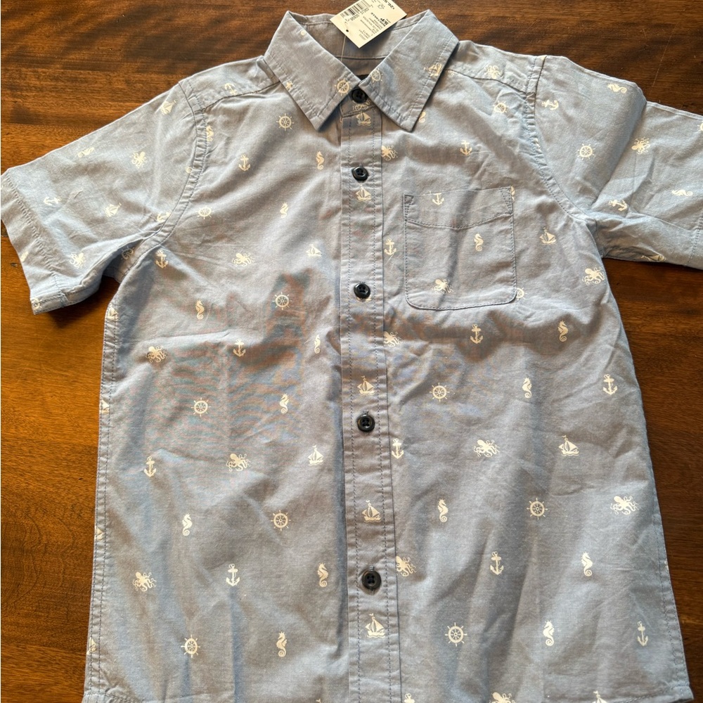 Carter's Blue Nautical Print Kids Button Down Shirt